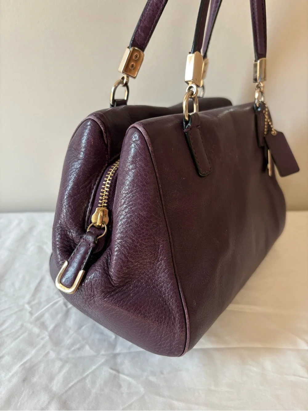 Coach Madison Mini Leather Satchel Handbag in Deep Plum